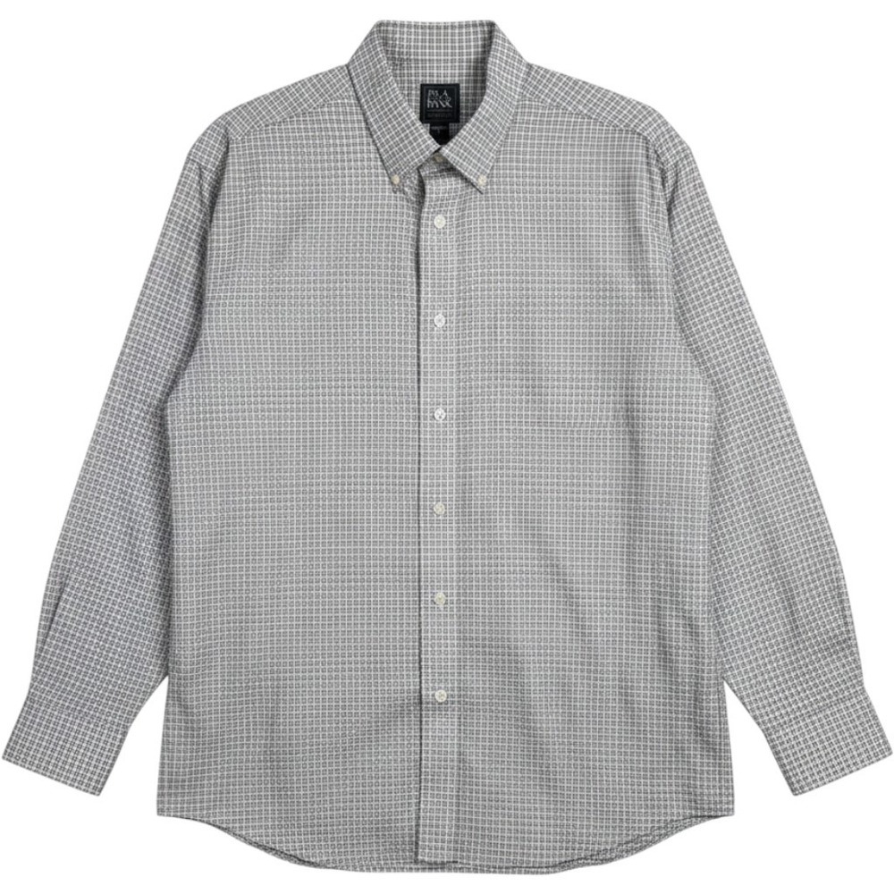 Jos. A. Bank Traveler Shirt Mens Large Blue White Check Traditional Fit Cotton